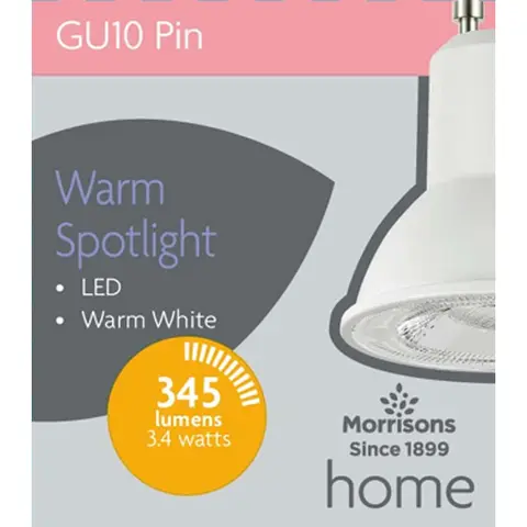 Morrisons Light Bulb LED Spotlight Pin Base GU10 Warm White 345 Lumens 3.4W