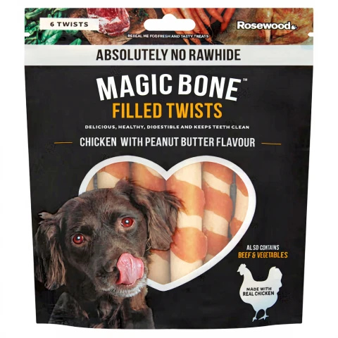 Rosewood 6 Magic Bone Filled Twists Chicken with Peanut Butter Flavour 195g