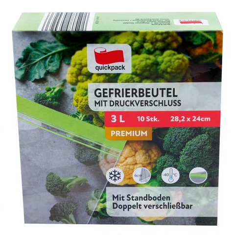 Gefrierbeutel 3 L Doppelreißverschluss Stand-Up
