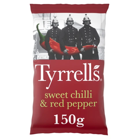 Tyrrells Hand-Cooked English Crisps Sweet Chilli & Red Pepper 150g