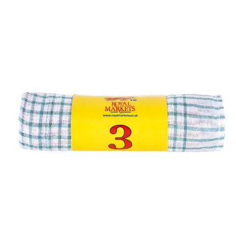 Royal Markets Red Blue and Green Stripe Teatowels, 63 x 45cm, roll of 3, pack of 10