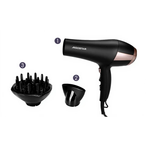 Aigostar Sèche-Cheveux Ionique 2400W Noir VDE/Monique
