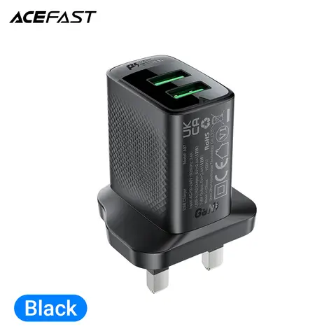 ACEFAST A87 12W Dual Port Charger - USB-A*2 - Black
