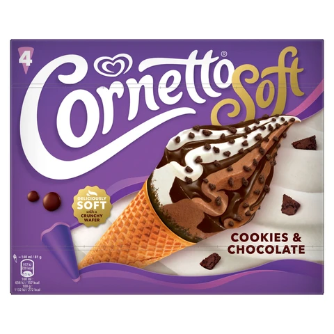 Cornetto Soft Ice Cream Cone Cookie & Chocolate 4x 140 ml
