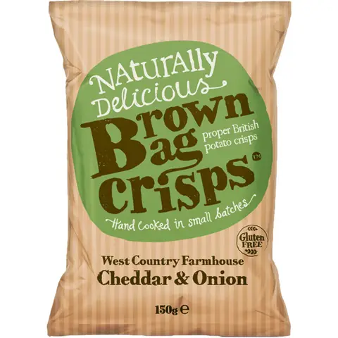 Brown Bag Crisps West Country Farmhouse Cheddar & Onion Crisps 150g