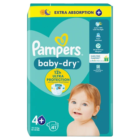 Pampers Baby-Dry Nappies Size 4+ 41 Pack