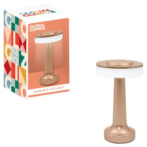 Global Gizmos Table Lamp Portable LED Battery Powered Gold 20cm
