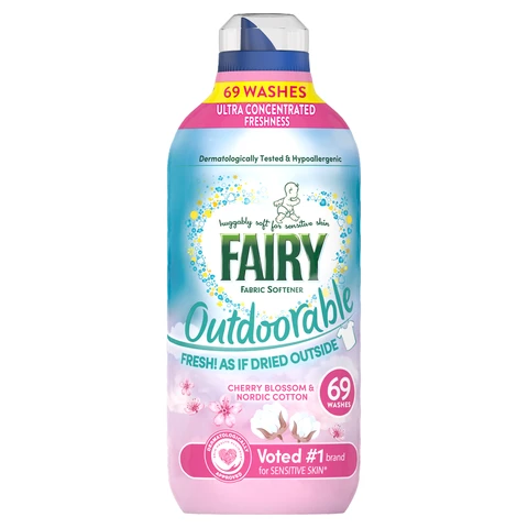 Fairy Outdoorable Fabric Conditioner, Cherry Blossom and Nordic Cotton, 69Washes, Sensitive Skin