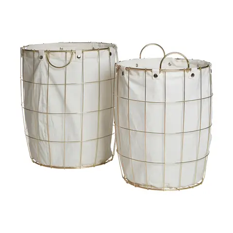 Maison by Premier Set Of Two Round Gold Wire Laundry Baskets