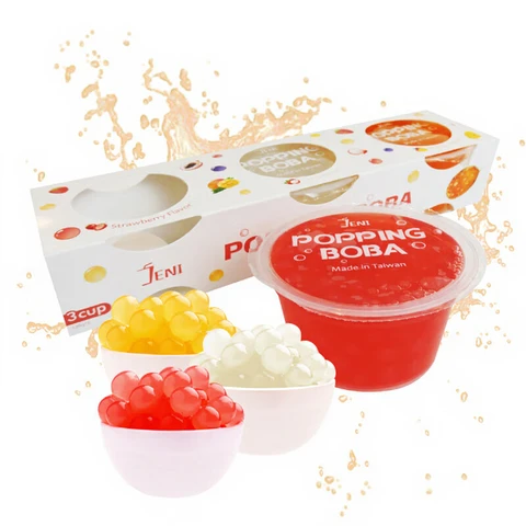 JENI Popping Boba Combipack - 3 x 130g (Aardbei-Mango-Lichi) Nieuwe Aankomst