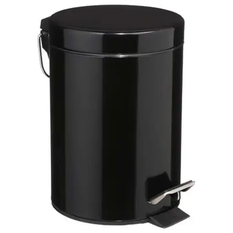 Wastebasket - Metal pedal - With lid - 3 L - Black Black