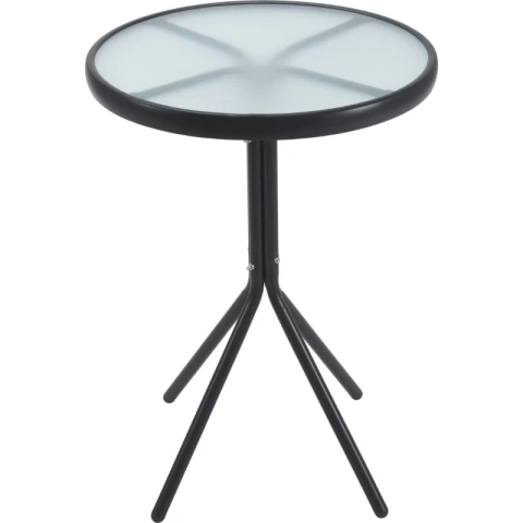 Table ronde en métal avec verre