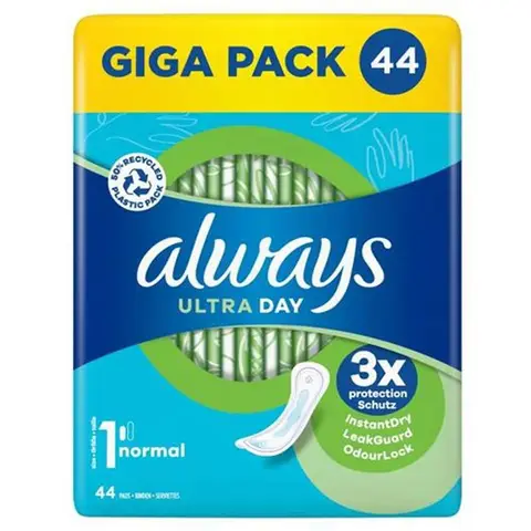 ALWAYS Ultra - Serviettes Hygiéniques Jour Taille 1 Normal - Lot de 44 serviettes