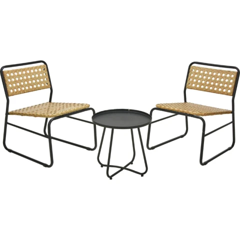Ensemble de jardin 3 pièces en rotin synthétique naturel