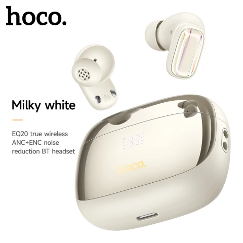 HOCO EQ20 Rhyme true wireless ANC+ENC noise reduction BT headset milky white