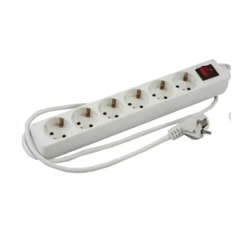Unitec 445351 Tischsteckdosen mit Schalter, 6-fach, 1,4 m, H05VV-F 3G 1,5 mm², Weiß