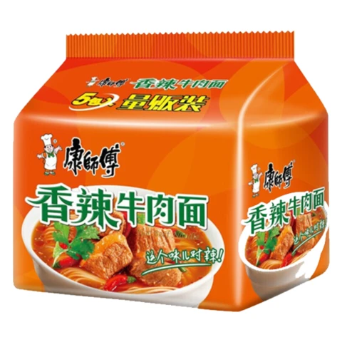 MASTER KONG INSTANT NOODLE SPICY BEEF FLAVOUR 104G*5  康师傅香辣牛肉面(经典五连包) 104G*5