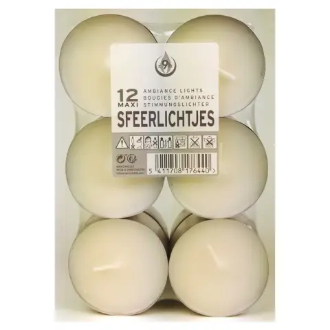 rote Waxinelichtjes Maxi 9 branduren - 72 stuks (6x 12)