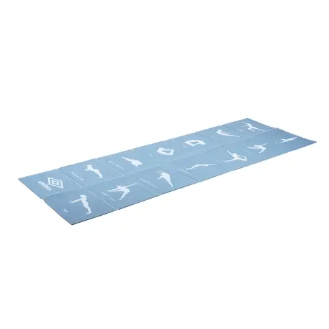 Umbro Tapis de yoga pliable - 174 x 62 CM - Antidérapant - 0,5 CM d'épaisseur - 13 exercices imprimés - Bleu