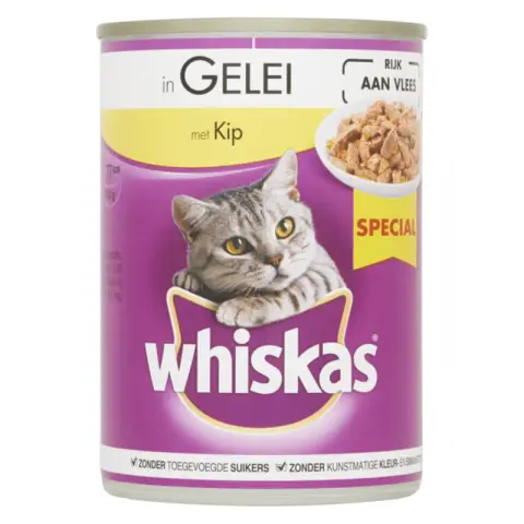 WHISKAS Nourriture humide en conserve Whiskas 1+ Adult - Poulet en gelée - 400 g