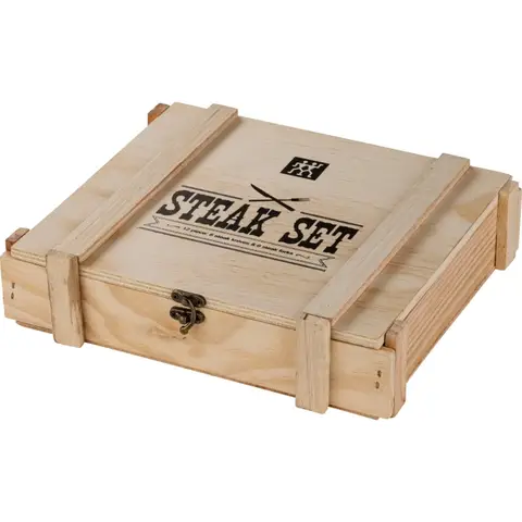 Zwilling Steakbesteck-Set 12-teilig aus Edelstahl in rustikaler Holzkiste