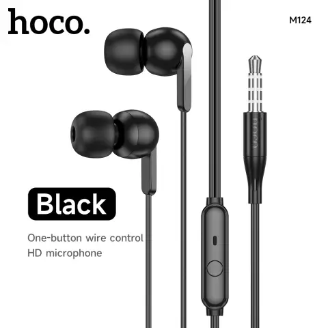 HOCO M124 Wired Earphones with Microphone - Black