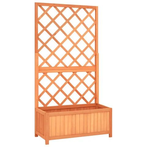 vidaXL Trellis Plantenbak - Massief Vurenhout, Bruin, 70 x 30 x 135 cm
