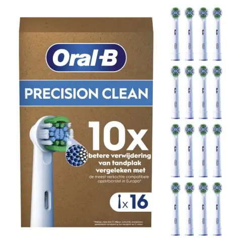 Oral-B Pro Precision Clean – ORIGINAL Aufsteckbürsten für Elektrische Zahnbürste – Zahnreinigung, Ersatzbürsten mit X-Borsten, Zahnbürstenaufsatz mit Briefkastenfähige Verpackung – Weiß, 16 Stück