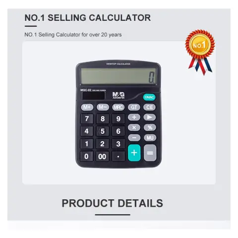 M&G Best Selling 12 Digits Desktop Calculator, Two Way Power MGC-02