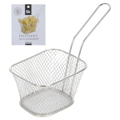 Excellent Houseware Frittierkorb mit Edelstahlgriff, Pommes Frites, 10 x 8 x 7 cm