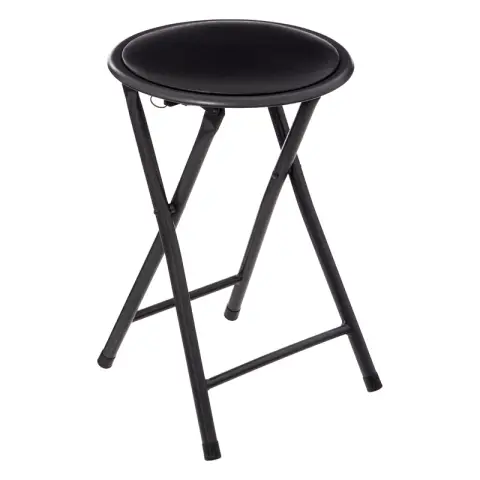 Tabouret pliant en PU noir