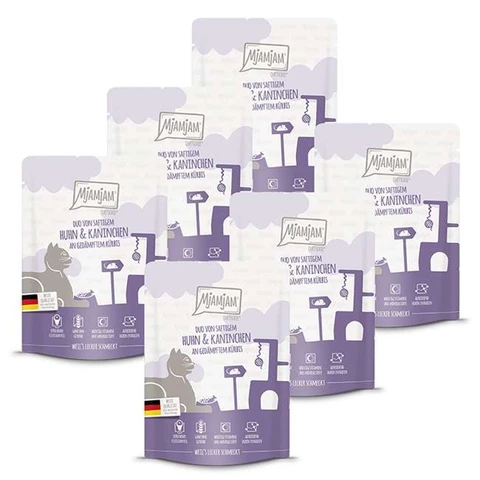 MjAMjAM Quetschie – DUO Poulet Succulent & Lapin avec Courge Vapeur Lot de 6 x 300 g