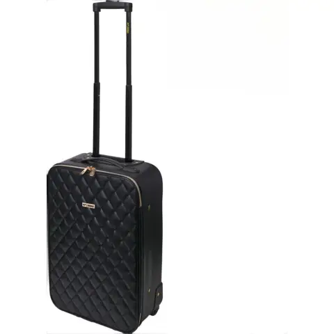 ProWorld Travel Suitcase Quilt Design with 4 wheels Telescopic Handle 20inches 28L Black