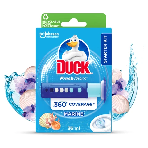 Duck Toilet Fresh Discs Toilet Cleaner Holder & Refill Marine 36ml