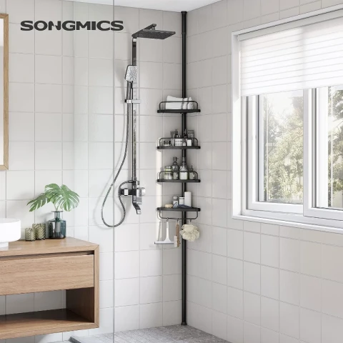 SONGMICS Verstellbares Badezimmer-Eckregal SONGMICS