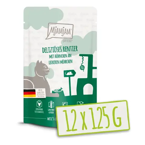 MjAMjAM - Quetschie - Heerlijk rendier met kip en smakelijke wortelen 12 x 125 g
