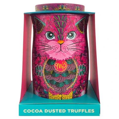 Monty Bojangles Persian Pink Christmas Cat Tin with Choccy Scoffy Cocoa Dusted Truffles 135g