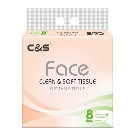 JIEROU C&S 3-lagiges Kosmetiktuch, 120 Blatt (8 Beutel)