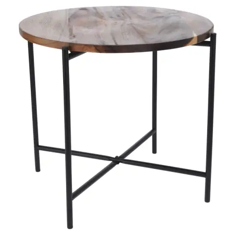 Koopman BIJZETTAFEL ACACIA HOUT METAAL