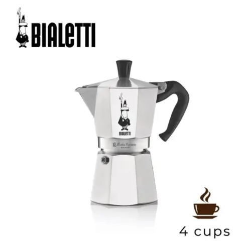 Bialetti Moka Express Moka Kettle Coffee Pot - For open flame/electric stove - Suitable for making 4 Cups Silver