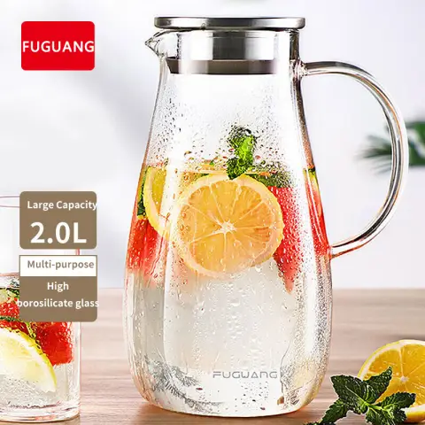 FUGUANG Glass Cups Home Use Cold Water Kettle Tea Pot - 2L Cold Water Bottle 2 L