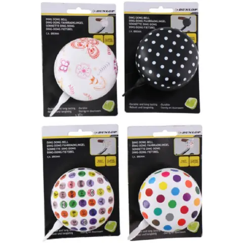 Dunlop Sonnette de vélo Dunlop pour guidon de vélo, accessoires de cyclisme, 8 cm, 4ASS
