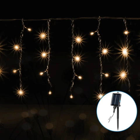 Aigostar Flush platte stringverlichting - Zonne-ijskegel - 100LED IP65 8 modi Golf (warm)