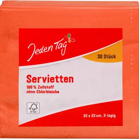Jeden Tag Servietten 33x33cm dunkel orange 3lg