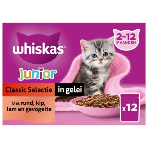 WHISKAS Junior Classic Selection In Sauce Pouches Multipack - Nourriture pour chat - 12x85 g