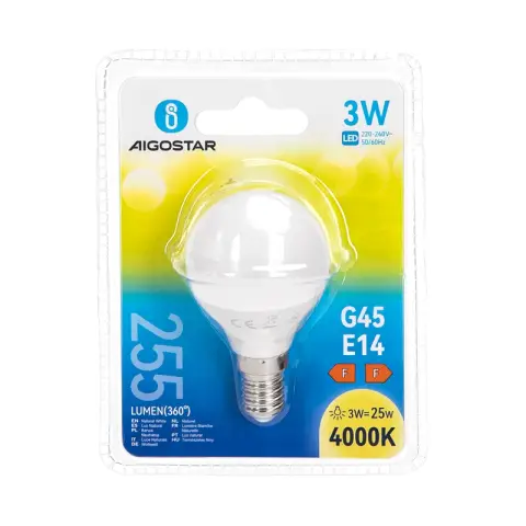 Aigostar Ampoule LED A5 G45 GRAND ANGLE E14 3W 4000K