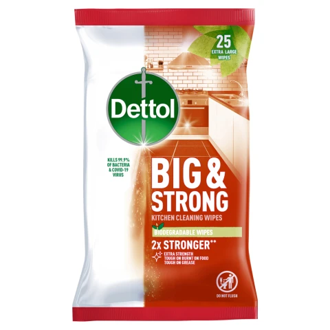 Dettol Antibacterial Big & Strong Kitchen Wipes 25 Wipes