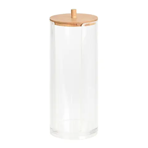 Wattepad Organizer Bambusdeckel Wattepadspender 20x7 cm Aufbewahrungsbox modern