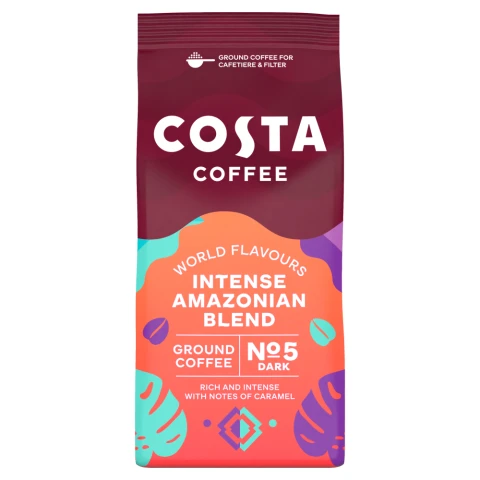 Costa Coffee Intensely Dark Amazonian Blend for Cafetiere & Filter No 5.Dark 200g