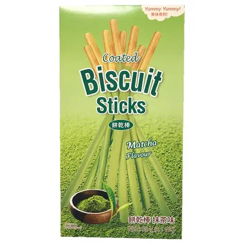 Yummy Yummy Bâtonnets de Biscuit Enrobés Saveur Matcha 60 g
